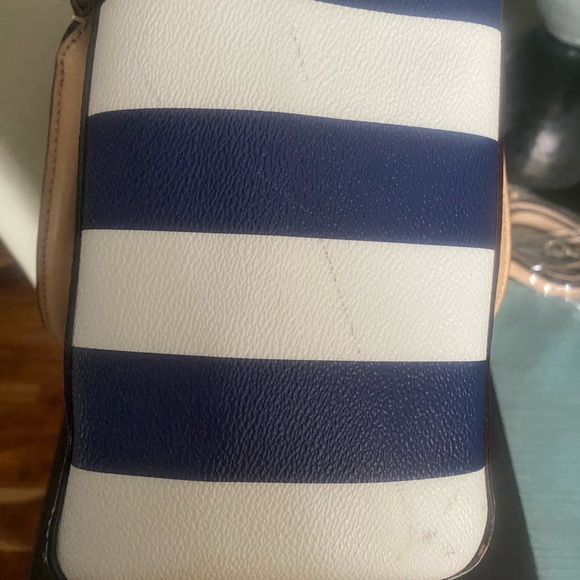 Kate Spade EUC Blue & Cream Camryn Wellesley Stripe Leather Satchel/Crossbody - Picture 4 of 9